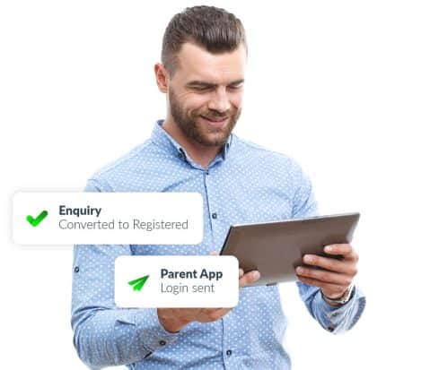 Enquiry converted to registration and parent app login sent