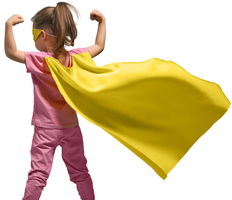 A girl with a cape