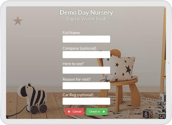 Visitor book on a tablet