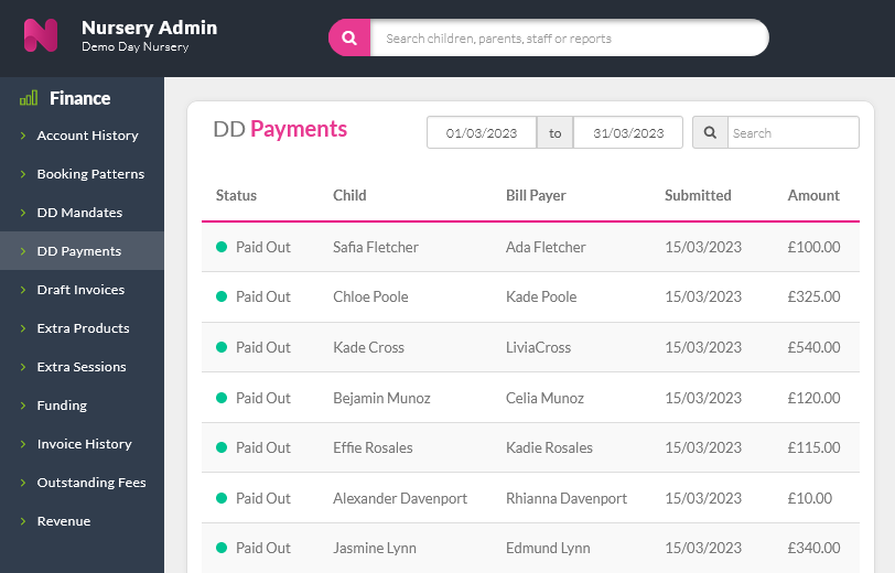 Payments dashboard