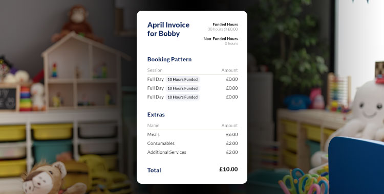 Example itemised invoice with funding ready for 1st April 2025 DfE statutory compliance changes