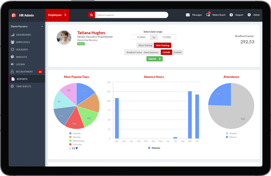 Absence tracking management system