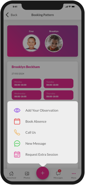 booking patterns on the Nursery in a Box app