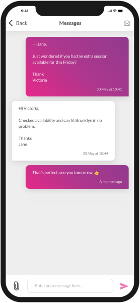 Instant messaging on the Nursery in a Box app